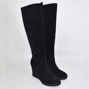 Donald J. Pliner Black Suede Heeled Boots